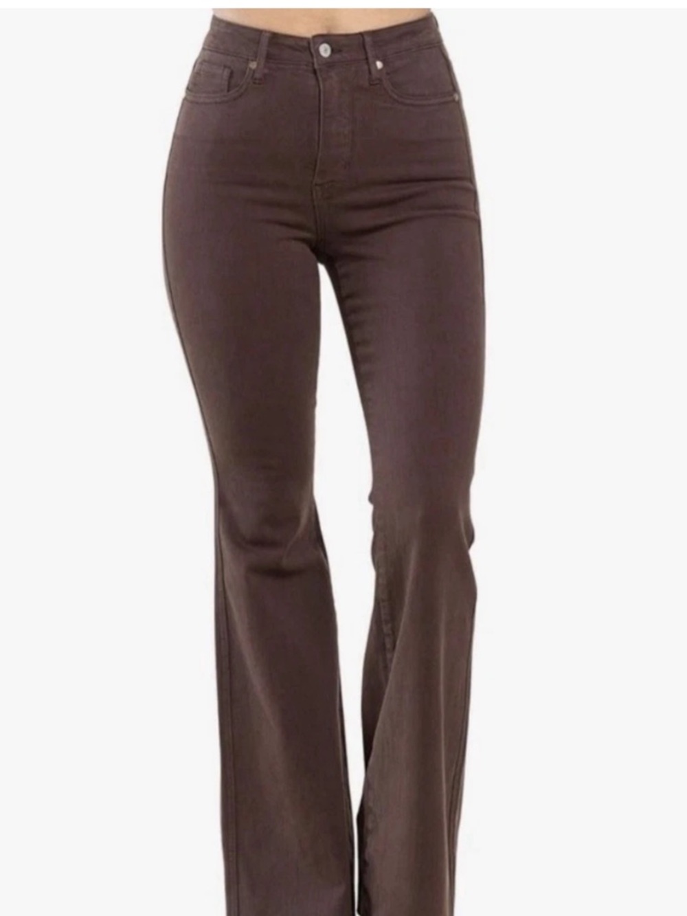 Judy Blue High-Rise Flared Jeans in Chocolate Brown 14
